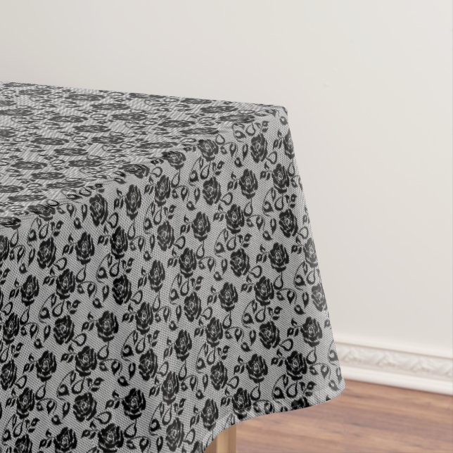 Faux Black Lace Rose Fishnet Nappe (In Situ)