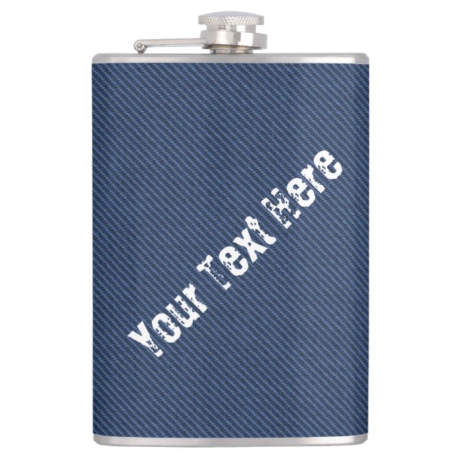 Faux Blue Denim Fabric Flacon avec texte personnal (Devant)