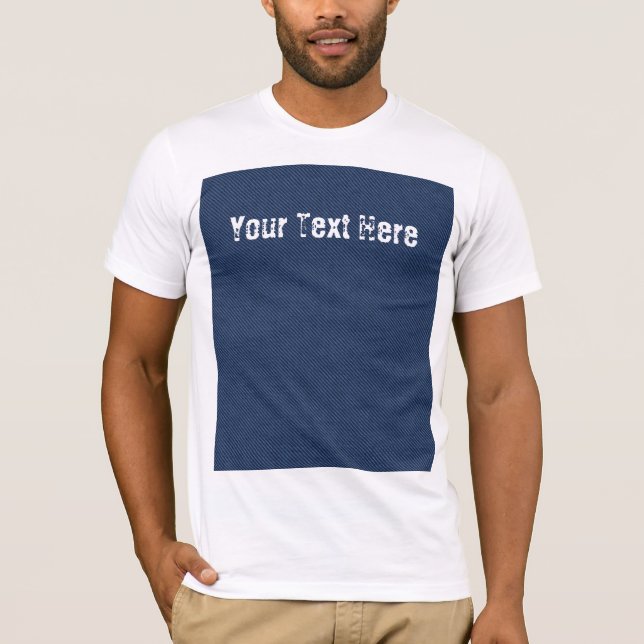 Faux Blue Jeans Fabric T-Shirt avec texte personna (Devant)