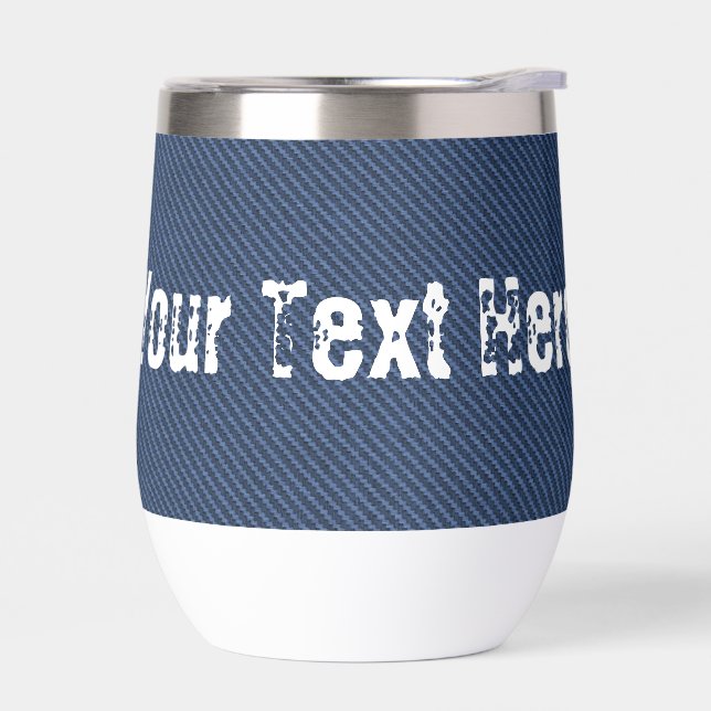 Faux Blue Jeans Fabric Texte personnalisé Personna (Gauche)