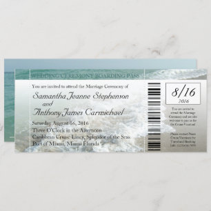 Faux Boarding Pass Plage Mariage Billet Invitation