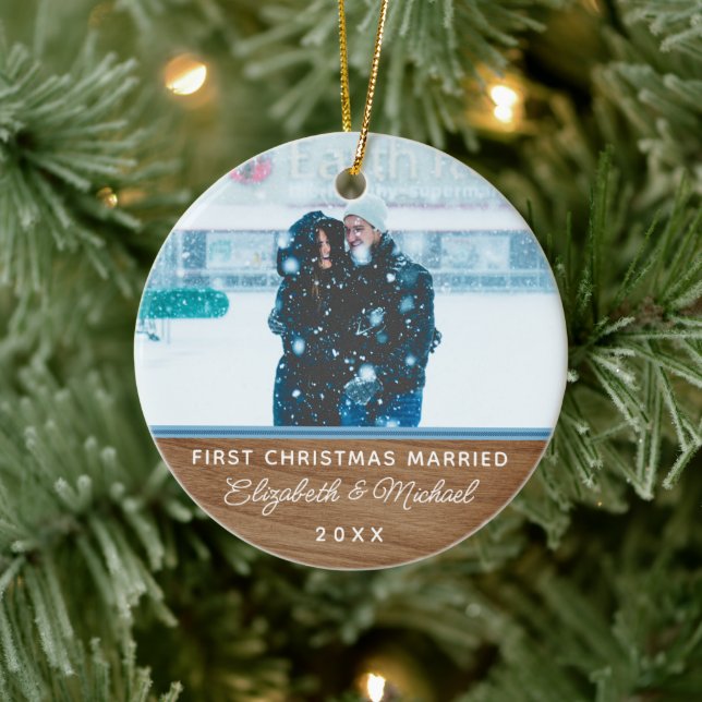 faux bois classique 1er noël ornement mariage (Arbre)