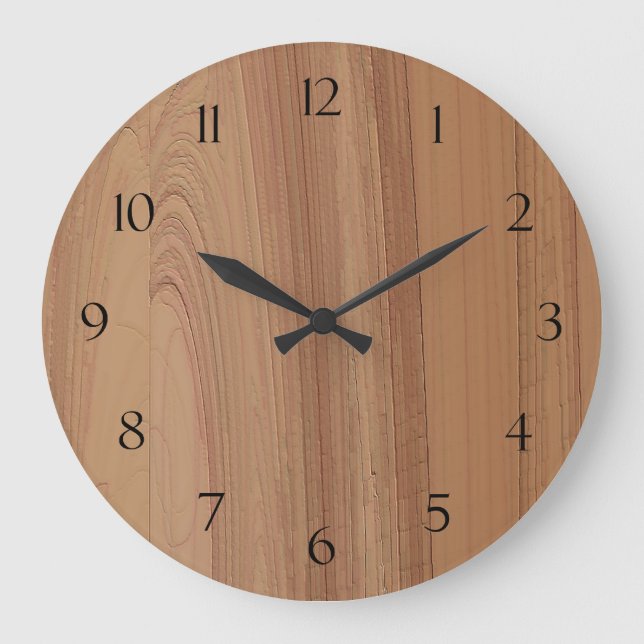 Faux Bois Grain Imprimer Mur Horloge (Recto)