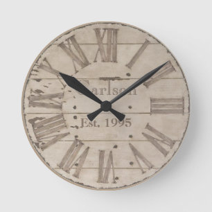 Faux bois rustique horloge murale personnalisée