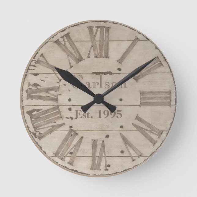 Faux bois rustique horloge murale personnalisée (Recto)