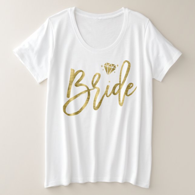 Faux Bride Gold Foil Plus Taille T-shirt brillant (Design devant)