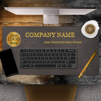 Faux Brown Leather Company Mat de bureau