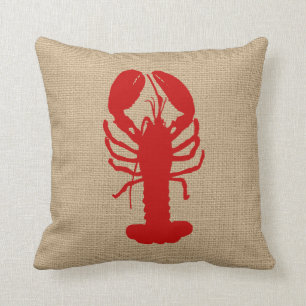 Faux Burlap avec homard Coussin nautique