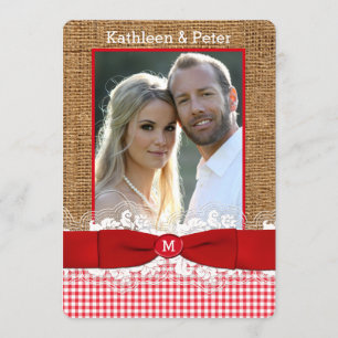 FAUX Burlap, Dentelle, Invitation à un mariage ave