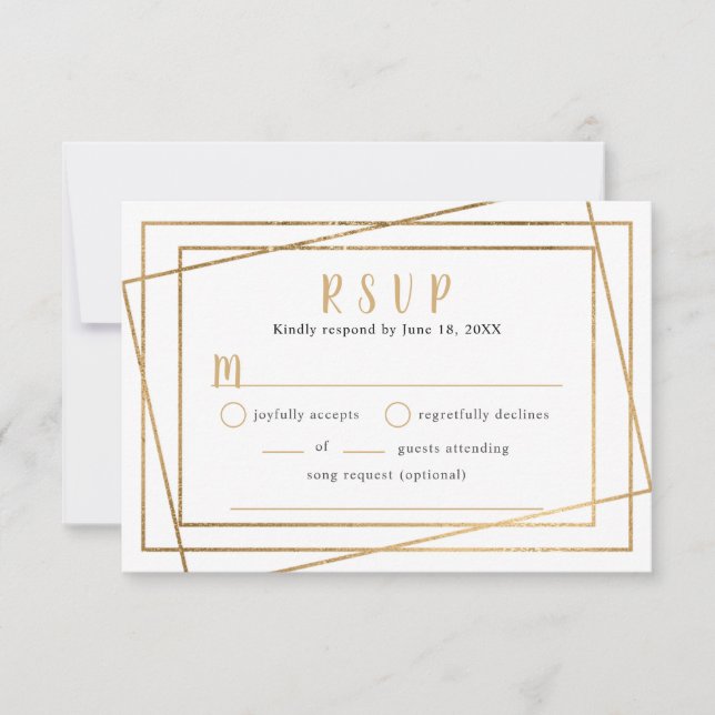 Faux Cadre Géométrique Or Mariage RSVP buffet (Devant)