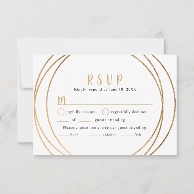 Faux cadre géométrique rond en or mariage RSVP + e (Devant)