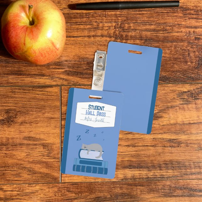 Faux Carnet Blue Student Hall Pass Badge (Faux notebook blue student hall pass badge .)