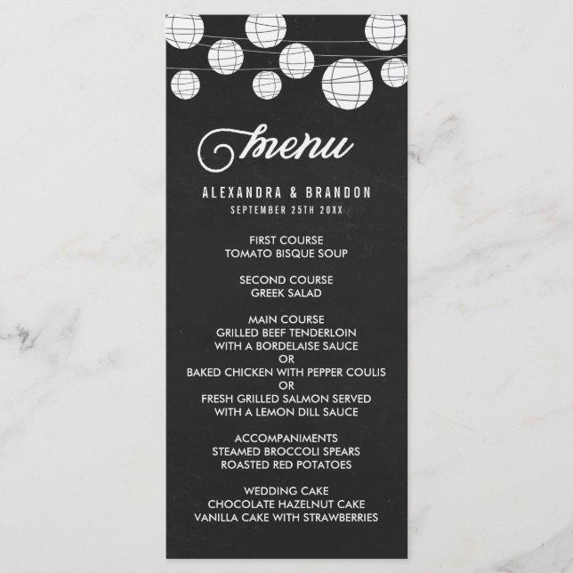 Faux Chalkboard Hanging Lanterns Rustic Menu (Devant)