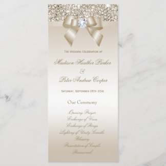 Faux Champagne Sequins Programme de mariage de bou