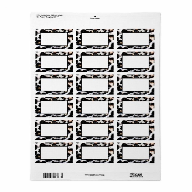 Faux Cheetah Design - Étiquette à cadre ouvert (Feuille entière)