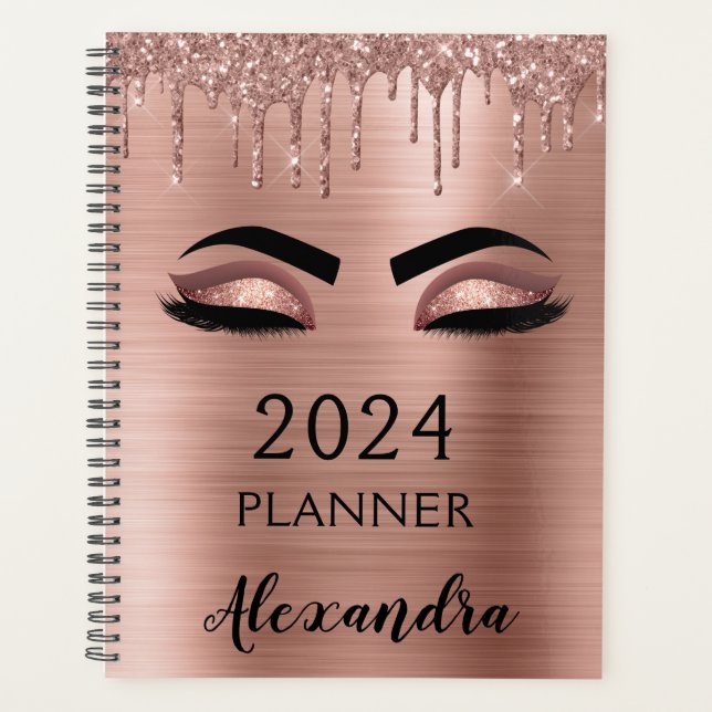 Faux-cils Rose Gold 2023 Rose Pailletés (Devant)
