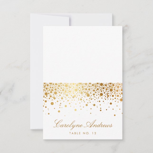 Faux confettis en feuille d'or Cartes de place élé (Devant)