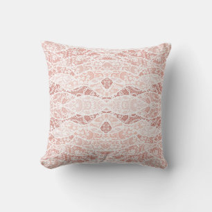 Faux coussin décoratif en dentelle blanche avec fl