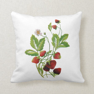 Faux Coussin fraise brodé