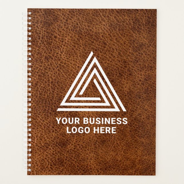 Faux cuir marron moderne Logo d'entreprise (Devant)