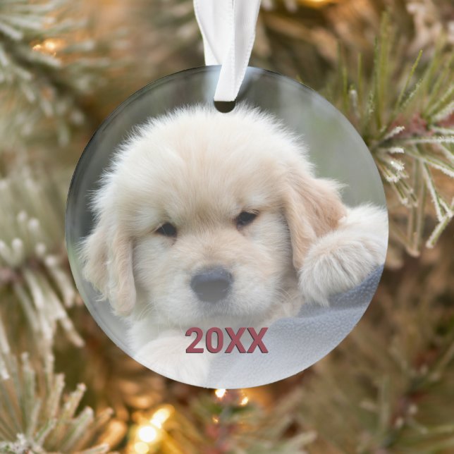 Faux de neige Pink Opt 2 Side Christmas Photo (Arbre)