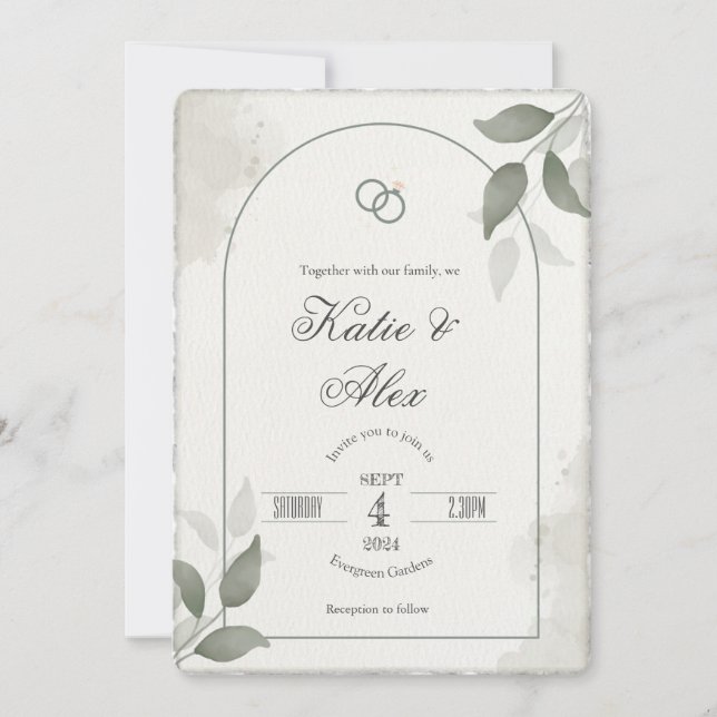 Faux Deckling Edge Rustic Simple Script Invitation (Devant)