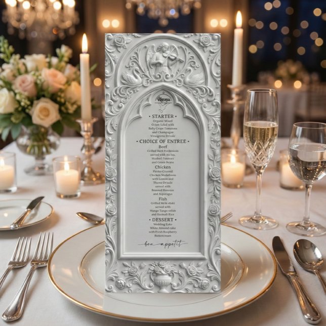 Faux effet pierre 3D Rococo en bas-relief Menu pla (Créateur téléchargé)