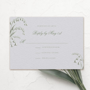 Faux Embossés Lily Valley Green Mariage Réponse