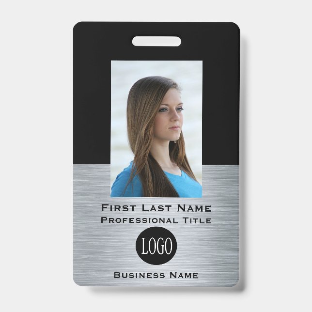 Faux Étiquettes de Nom d'Employé en Argent Badges  (Avant)