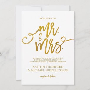 Faux faire-part de mariage en feuille d'or Écrit