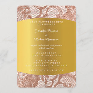 Faux faire-part de mariage rose gold royal