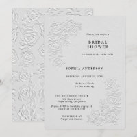 Faux faire relief Roses Blanches Invitation de Fêt