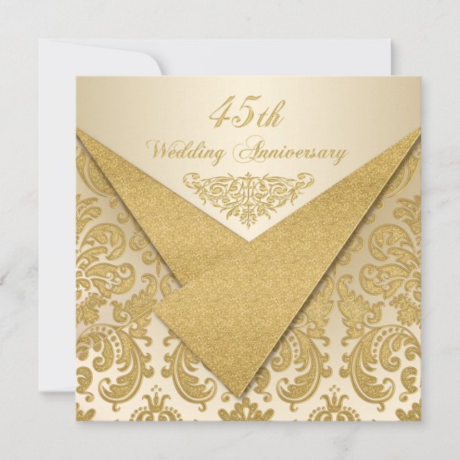 FAUX Flaps Damask 45e Invitation d'anniversaire (Devant)