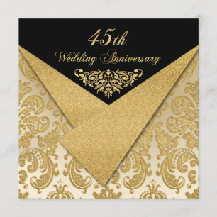 FAUX Flaps Damask 45th Anniversary Invitation