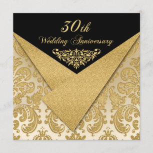 FAUX Flaps Damask Invitation 30e Anniversaire