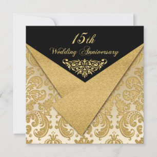 FAUX Flaps Damask Invitation du 15e anniversaire