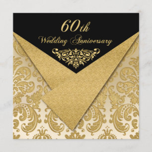 FAUX Flaps Damask Invitation du 60e anniversaire