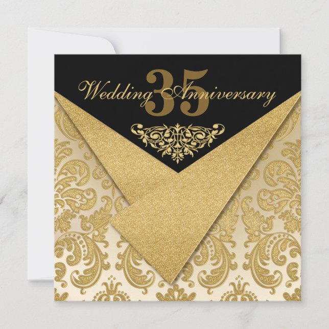 FAUX Flaps Damask Toute invitation de l'anniversai (Devant)