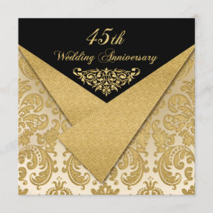 FAUX Flaps Damassé 45e Invitation d'anniversaire