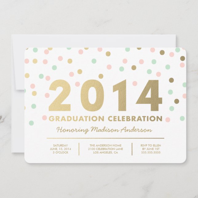 Faux Foil Confetti | Invitation à l'obtention du d (Devant)