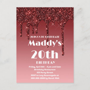 Faux Glittery carte d'anniversaire 20e pour elle