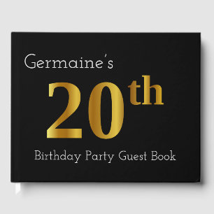 Faux Gold 20th Birthday Party Livre d'invité