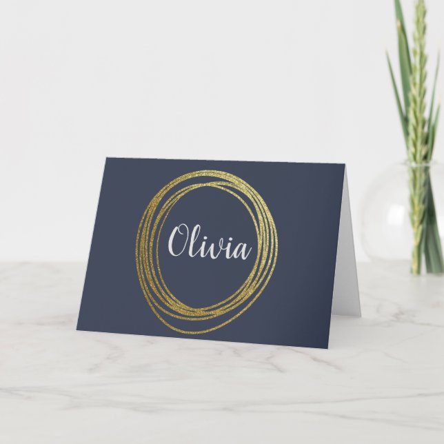 Faux Gold Abstrait Circle Design avec nom (Devant)
