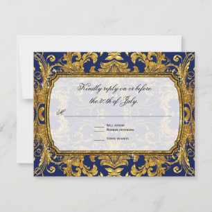 Faux Gold Art Nouveau Marine Vintage RSVP Réponse