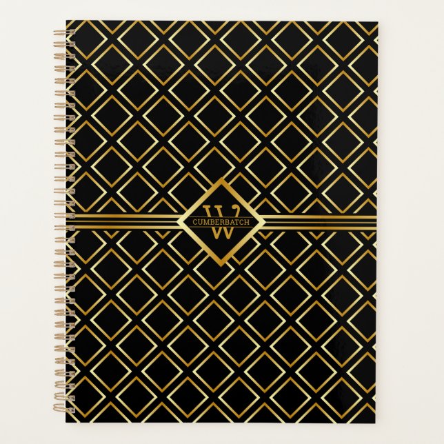 Faux Gold Axis Monogram – Noir & Or (Devant)