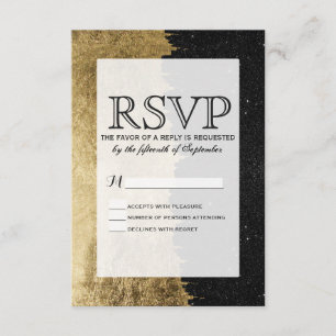 Faux Gold & Black Starry Night Brushstrokies RSVP