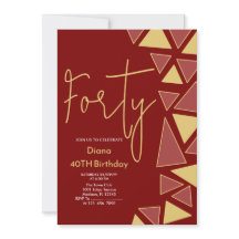 Faux Gold & Bourgogne Invitation d'anniversaire