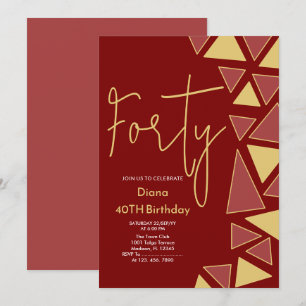 Faux Gold & Bourgogne Invitation d'anniversaire