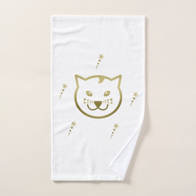 Faux Gold Chat Face - Couleur Arrière - plan perso (Serviette à main)