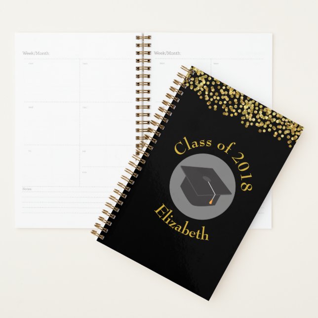 Faux Gold Confetti & Graduation Cap Classe de 20xx (Devant avec enveloppe)